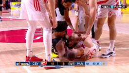 DUGA PAUZA ZBOG LOMA REBRA: Pogledajte kako se u derbiju povredio košarkaš C. zvezde Nikola Ivanović